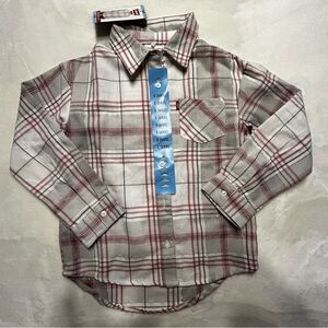 Levi's Kids Plaid Button Down Shirt - Red and White